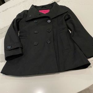 Nordstrom Girls M Black Wool Blend Double Breasted
